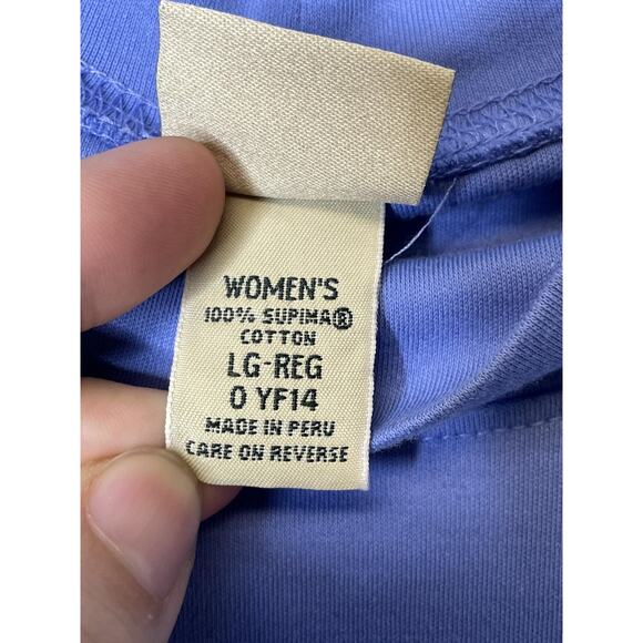 LL Bean Shirt Womens Large Purple Supima Cotton Mock Neck Long Sleeve Casual Top - Picture 8 of 9